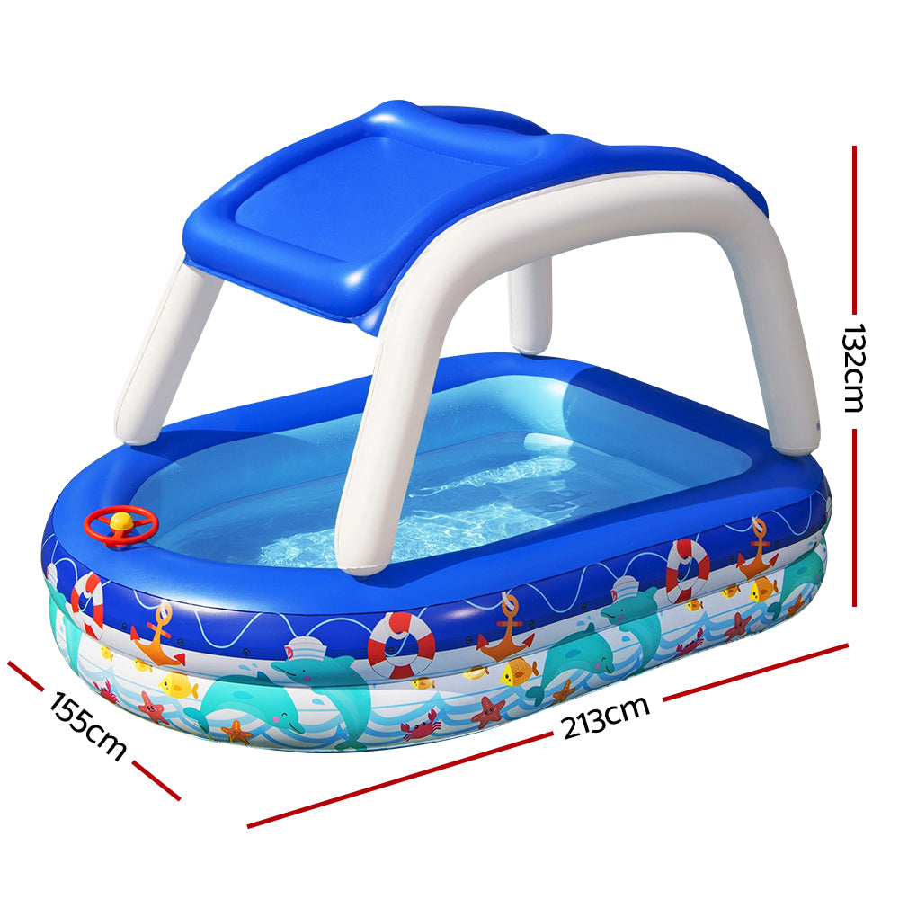 Kids Inflatable With Canopy Outdoor Swimming Pool - 282L