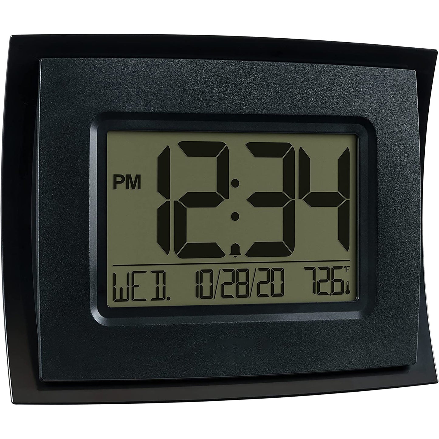 LCD Large Display Digital Wall Clock with Temperature and Calendar - Black