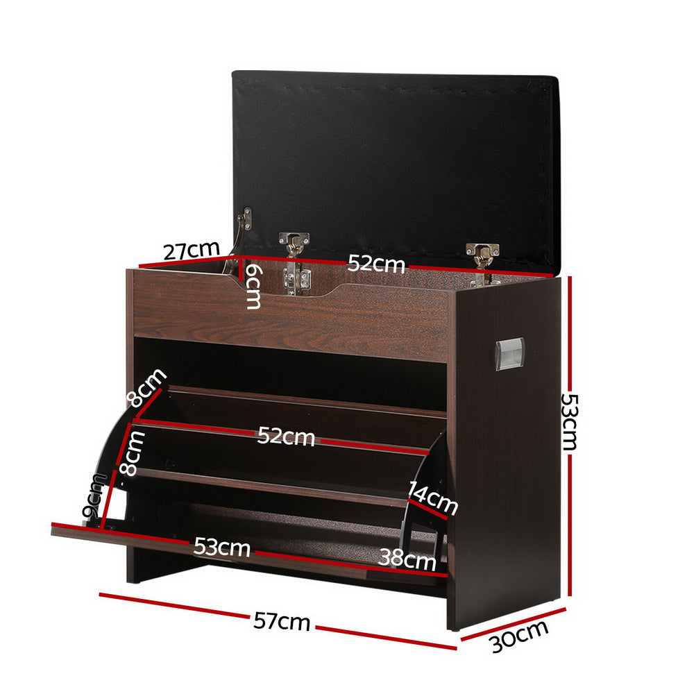 Shoe Cabinet Bench Shoes Organiser Storage Rack Wooden Cupboard 15 Pairs