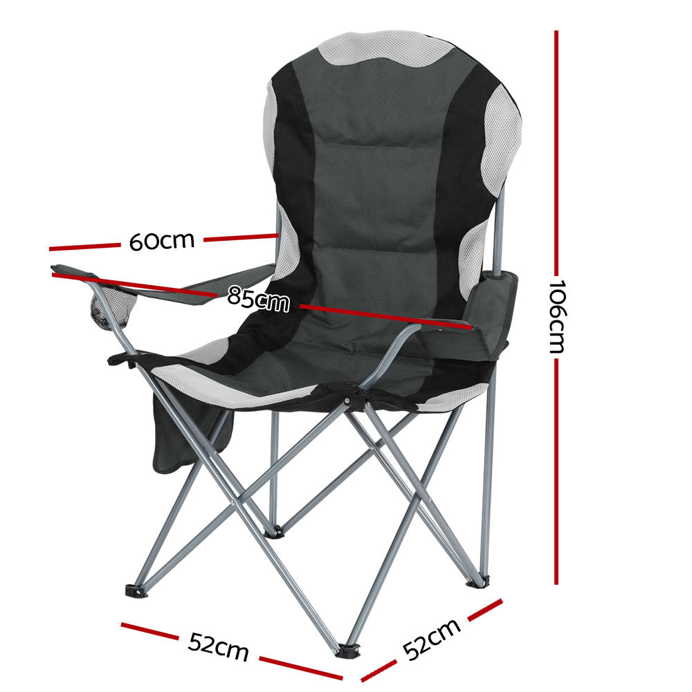 Folding Camping Arm Chair Portable Outdoor Beach Fishing - 2x