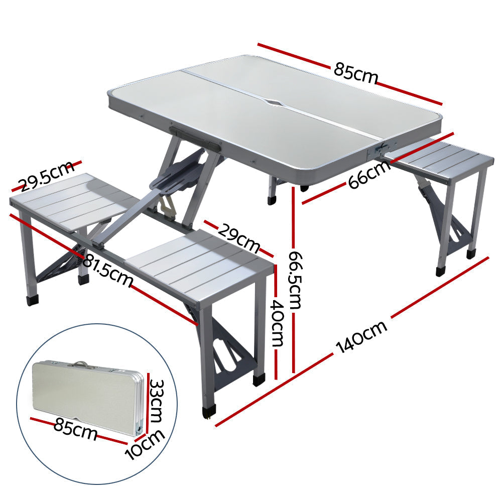 Camping Table Chairs Folding Outdoor Picnic Beach BBQ - 4 Seater