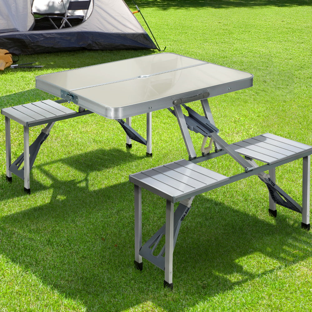 Camping Table Chairs Folding Outdoor Picnic Beach BBQ - 4 Seater