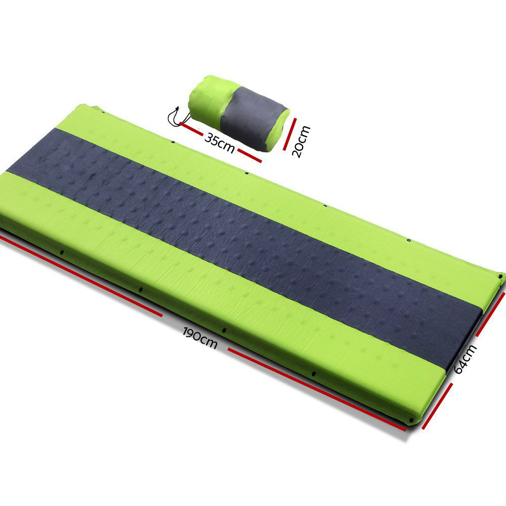 Outdoor Self Inflating Camping Mattress Green - Single