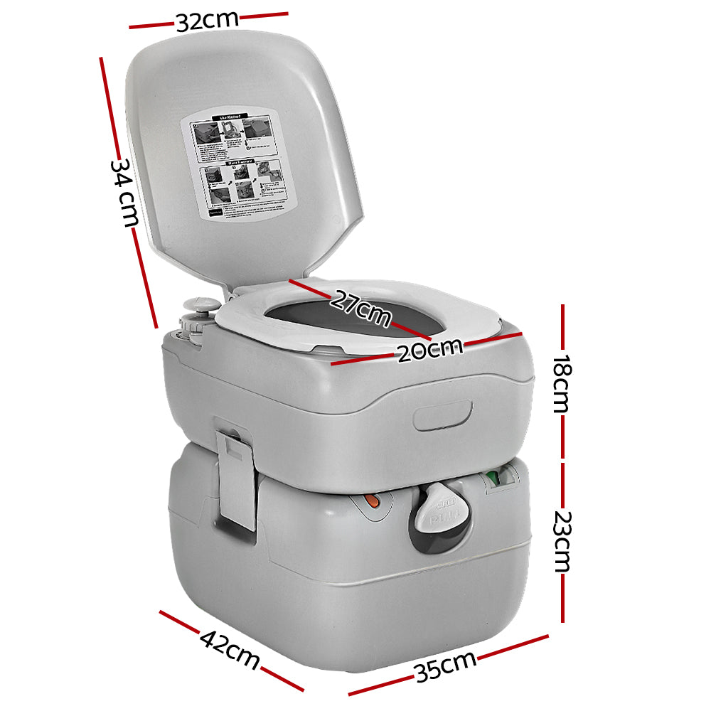 Camping Outdoor Portable Camp Toilet Grey - 22L