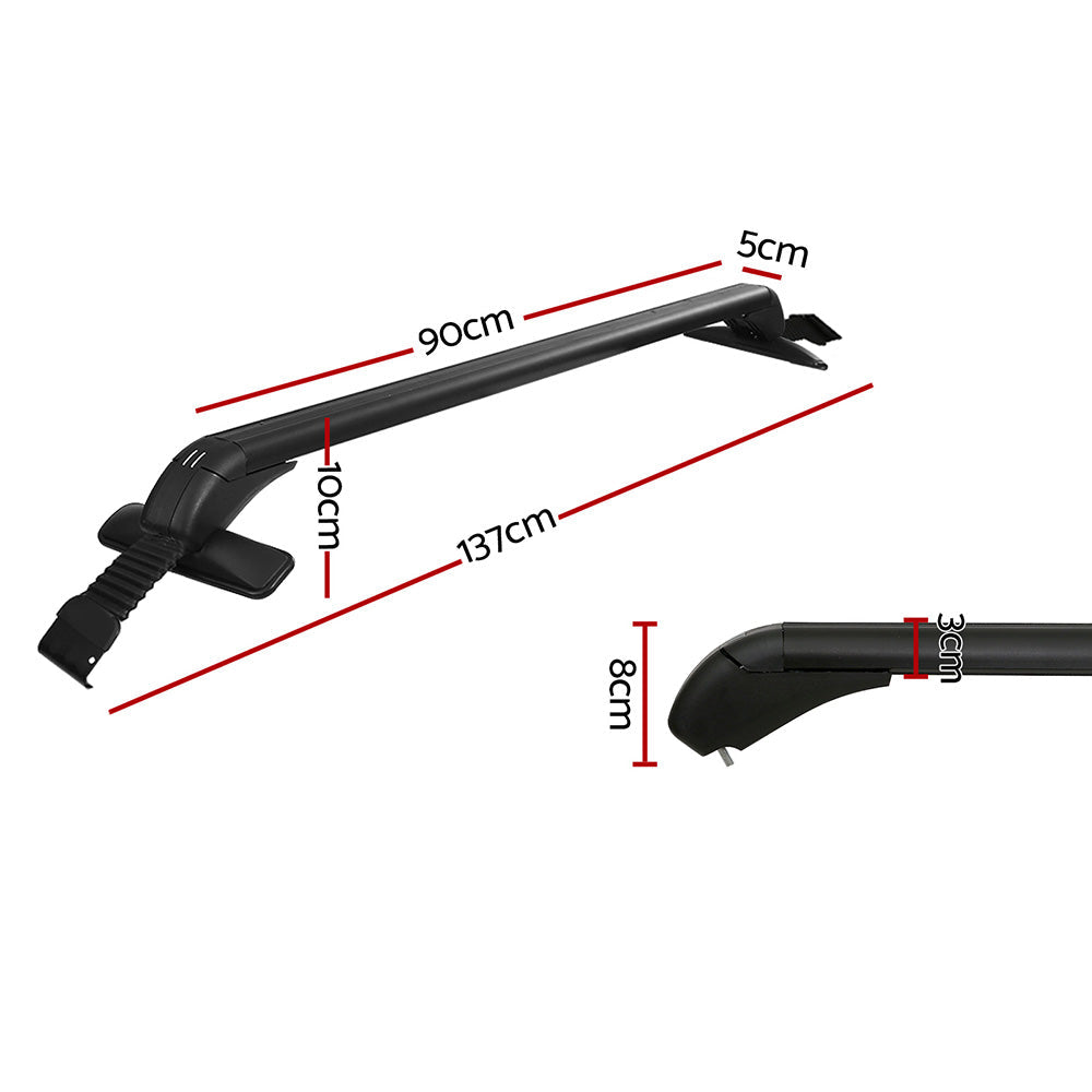 Universal Car Roof Rack Cross Bars Aluminium Carrier Silver - Up to 75kg