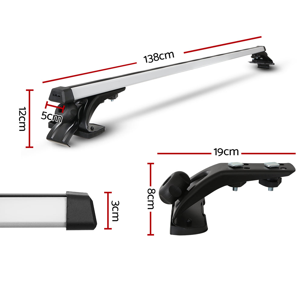 Universal Car Roof Rack Cross Bars Aluminium Carrier Silver - 1450mm