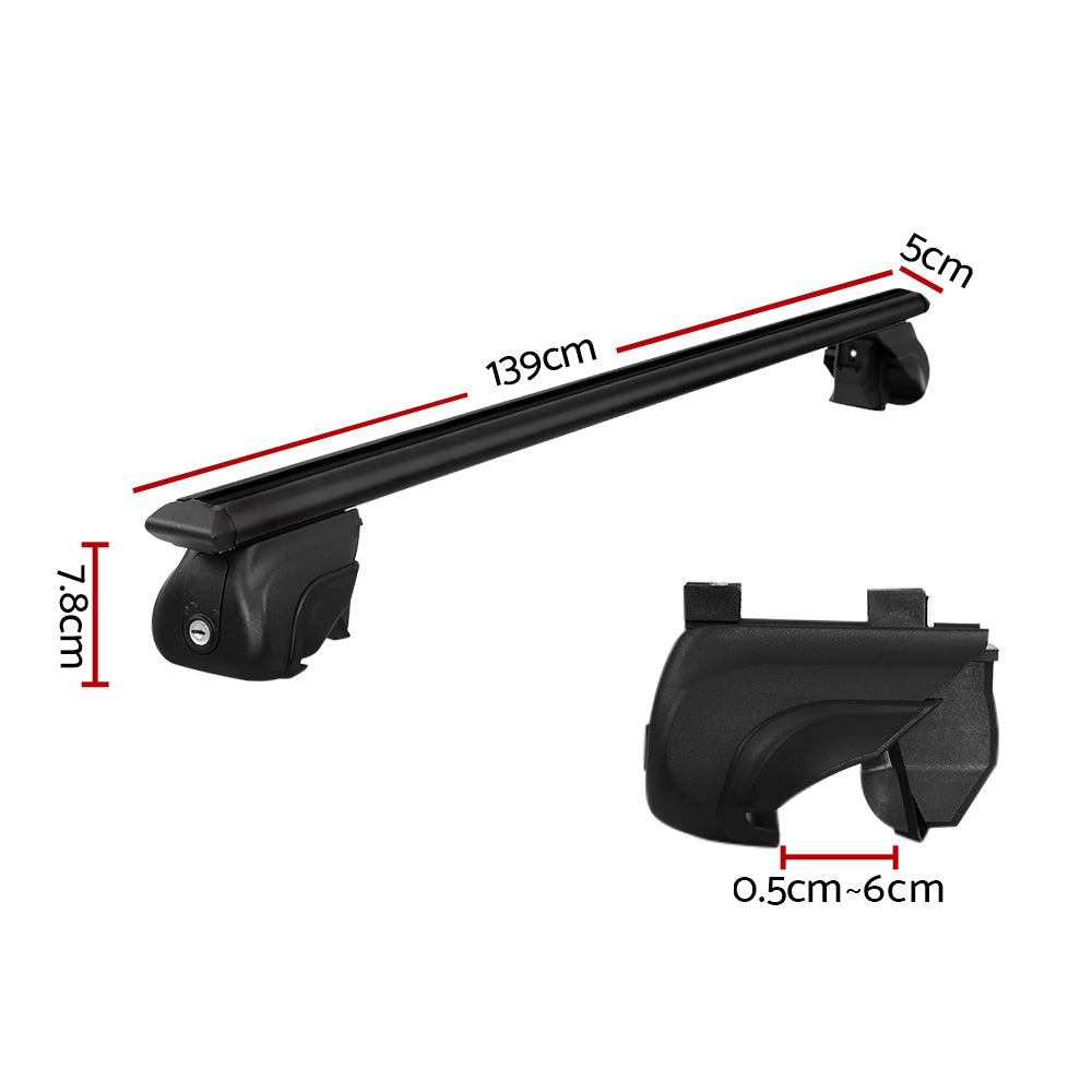Universal Car Roof Rack Aluminium Cross Bars Adjustable - Black