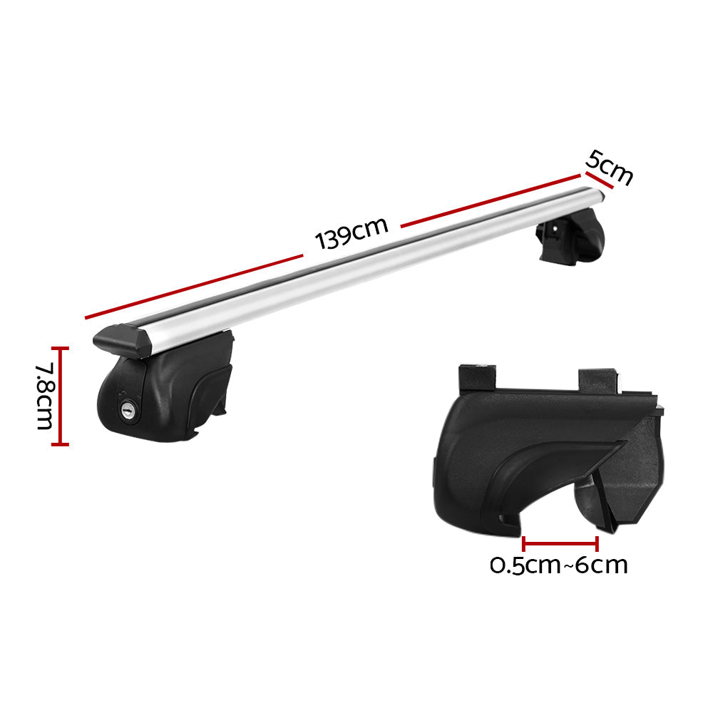 Universal Car Roof Rack Aluminium Cross Bars Silver - 126cm