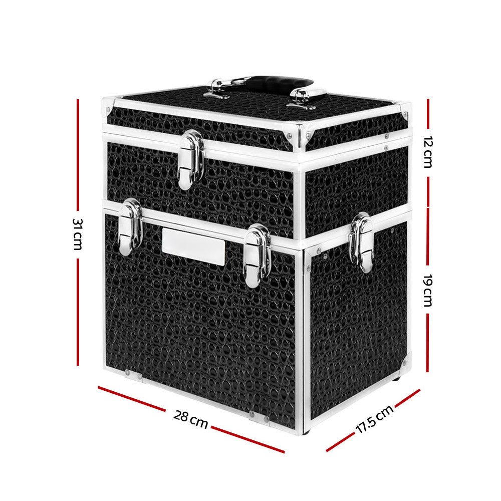 Portable Cosmetic Makeup Suitcase - Crocodile Black