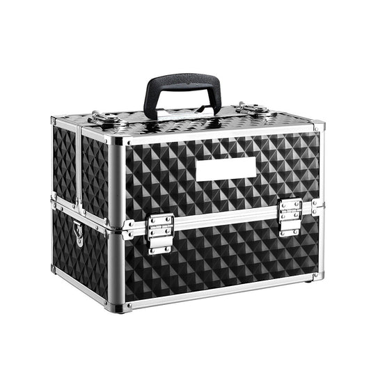 Portable Cosmetic Makeup Suitcase - Diamond Black
