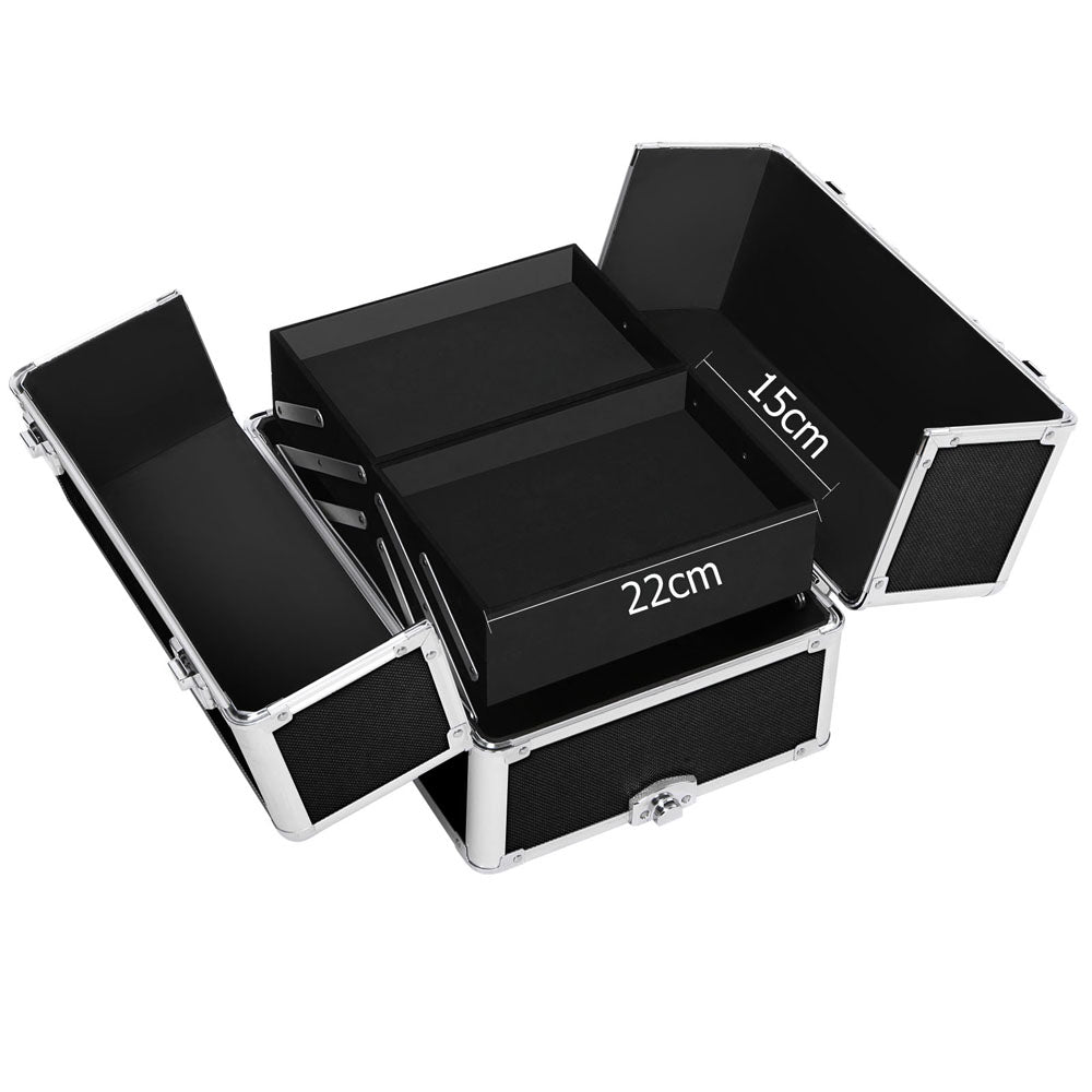 7 in 1 Portable Cosmetic Suitcase Trolley - Black
