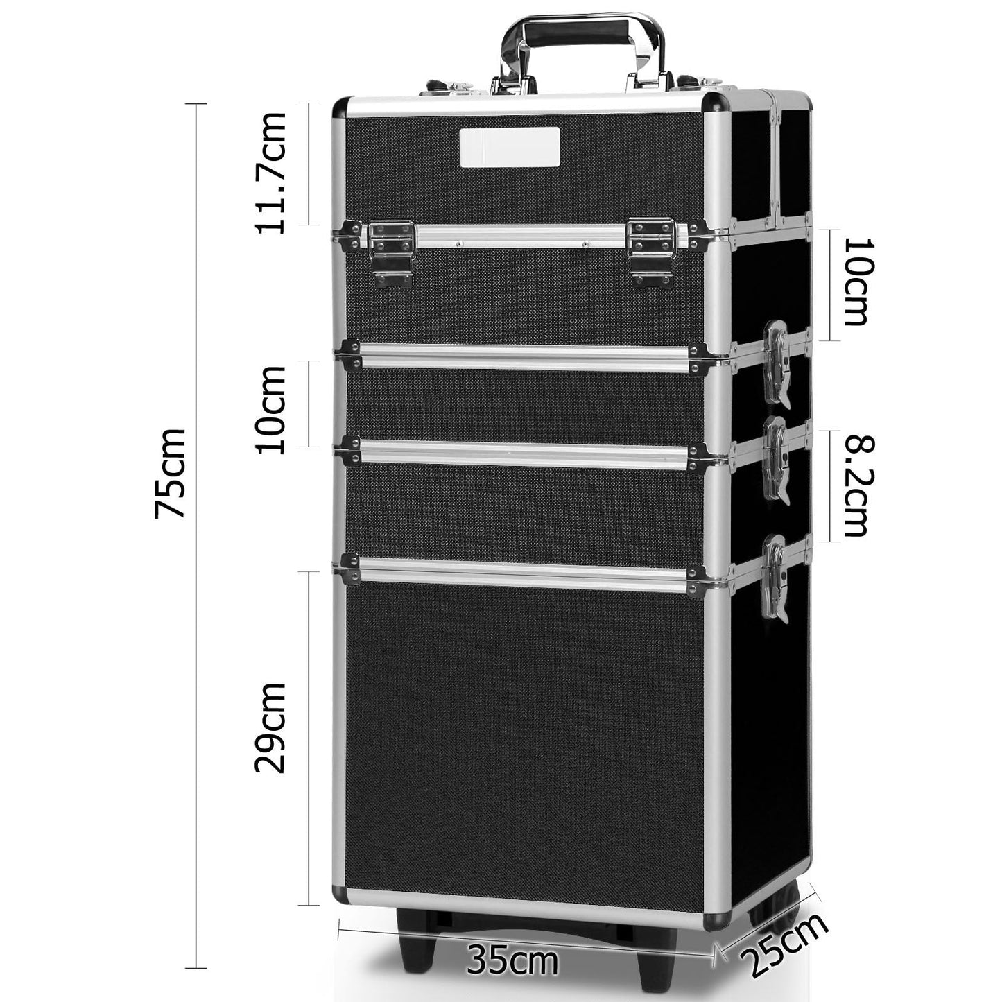 7 in 1 Portable Cosmetic Suitcase Trolley - Black