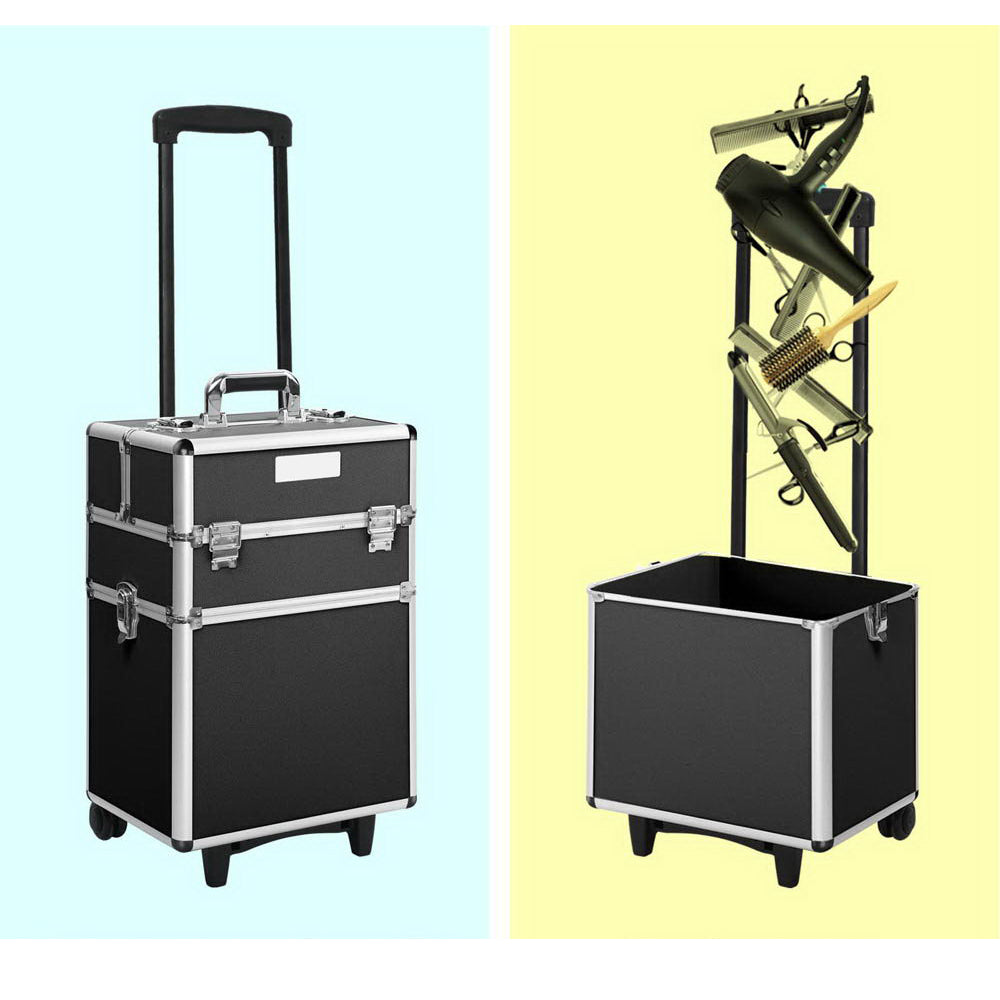 7 in 1 Portable Cosmetic Suitcase Trolley - Black