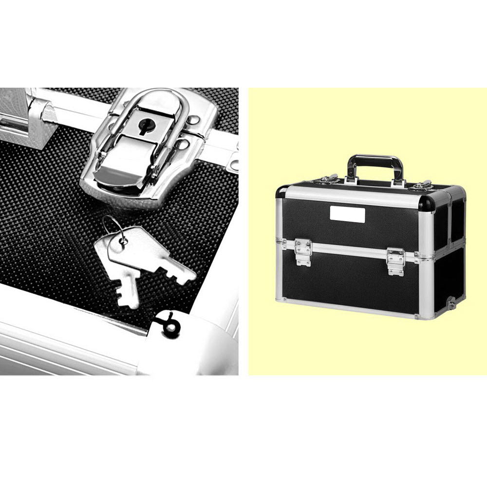 7 in 1 Portable Cosmetic Suitcase Trolley - Black
