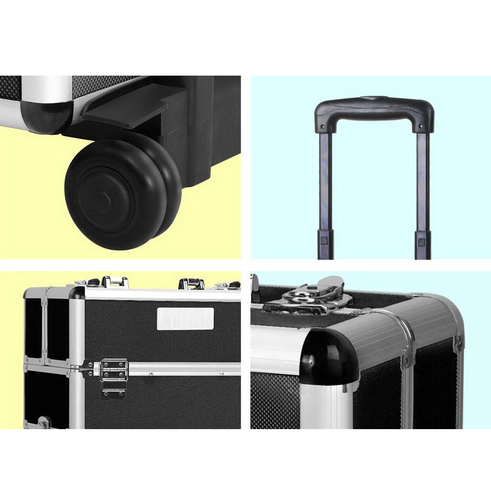 7 in 1 Portable Cosmetic Suitcase Trolley - Black