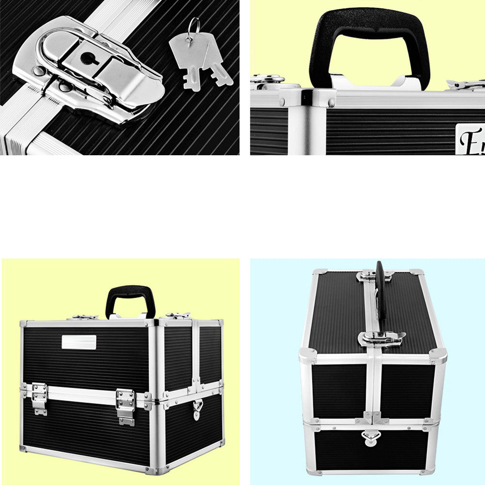 Portable Cosmetic Makeup Suitcase - Black