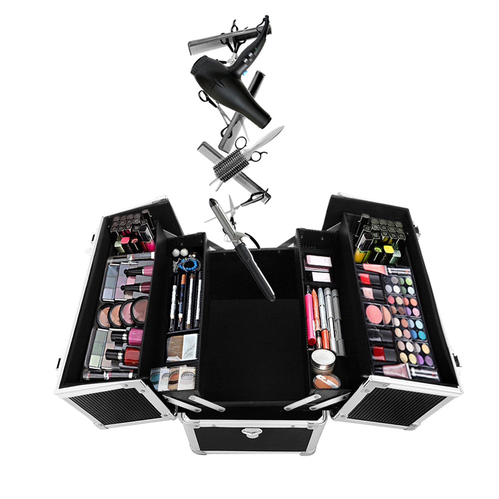 Portable Cosmetic Makeup Suitcase - Black