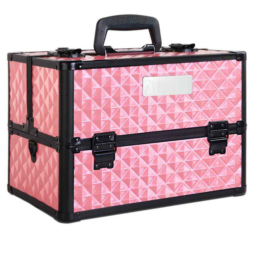 Portable Cosmetic Makeup Suitcase - Diamond Pink
