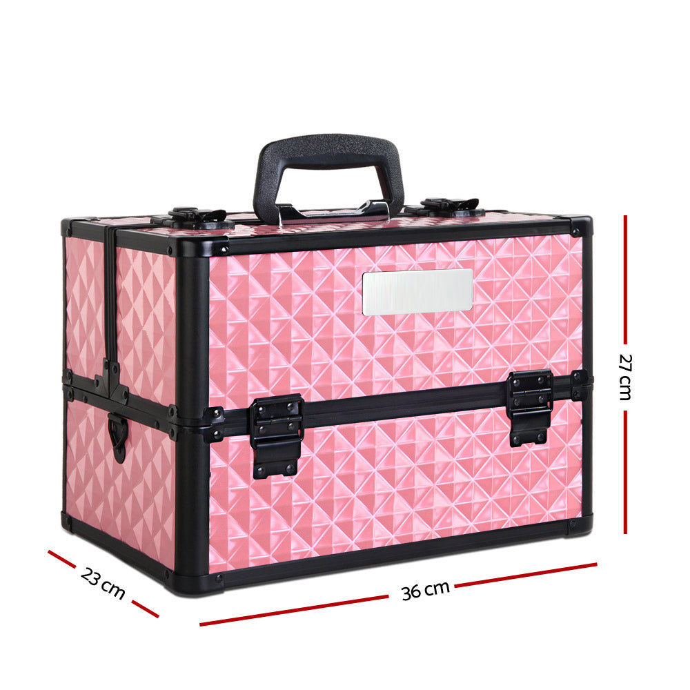 Portable Cosmetic Makeup Suitcase - Diamond Pink