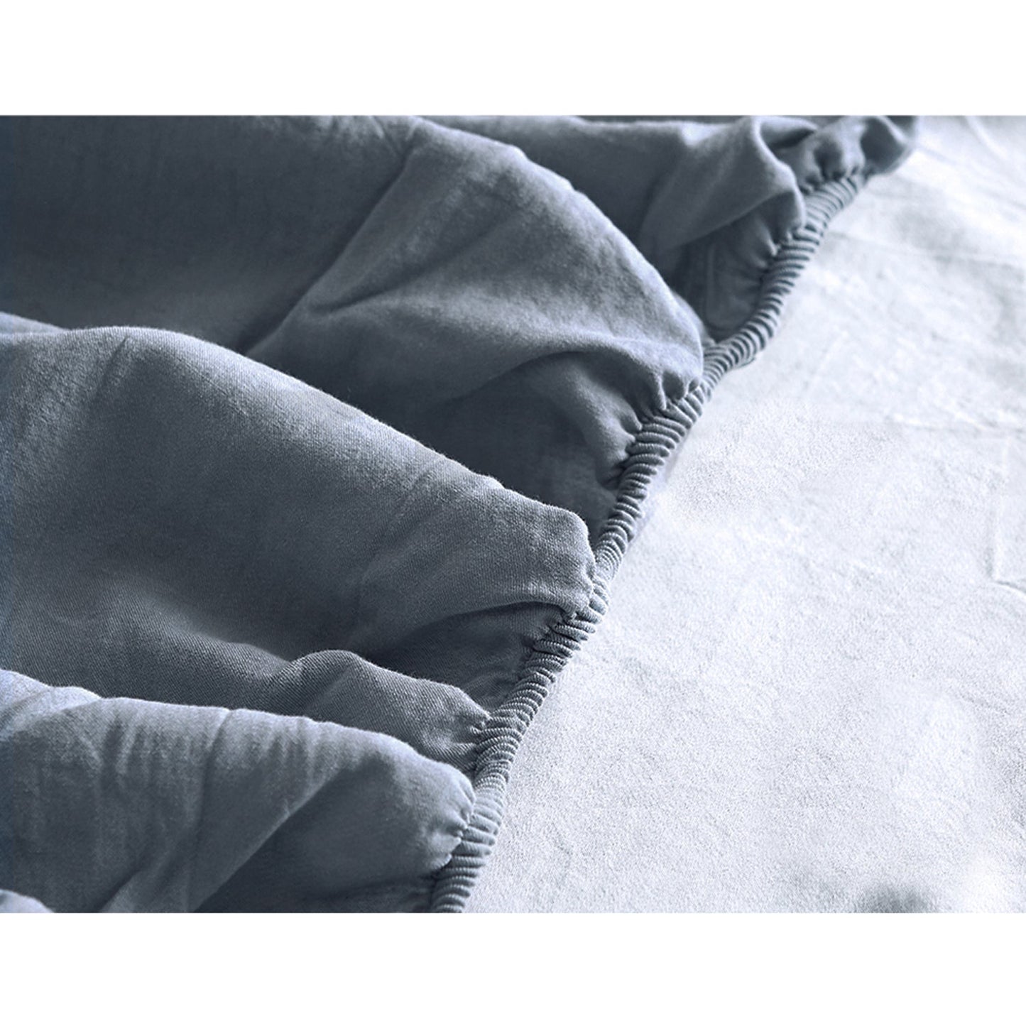 Double Size Cotton Sheet Set - Dark Blue and Grey