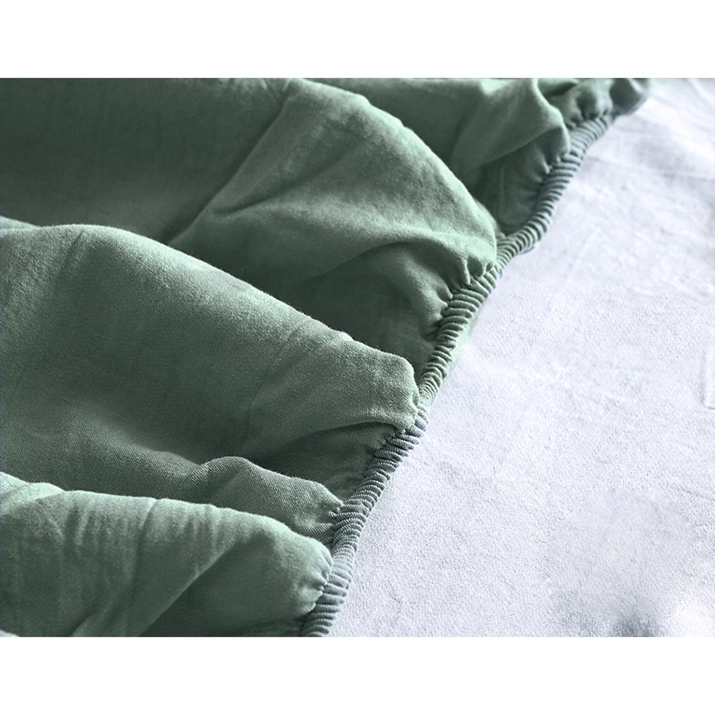 Double Size Cotton Sheet Set - Green and Beige