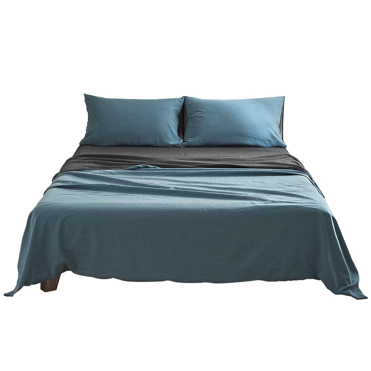 Single Size Cotton Sheet Set - Blue and Dark Blue