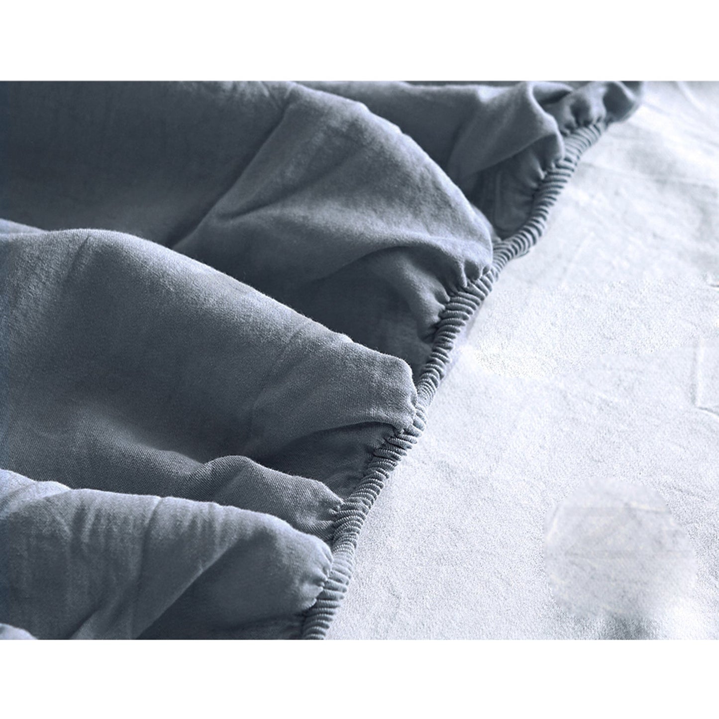 Single Size Cotton Sheet Set - Blue and Dark Grey