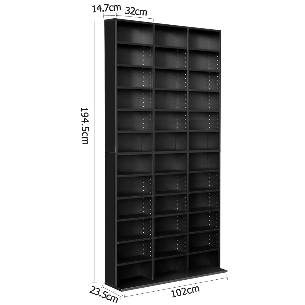 Adjustable Storage Book and CD Shelf - Black