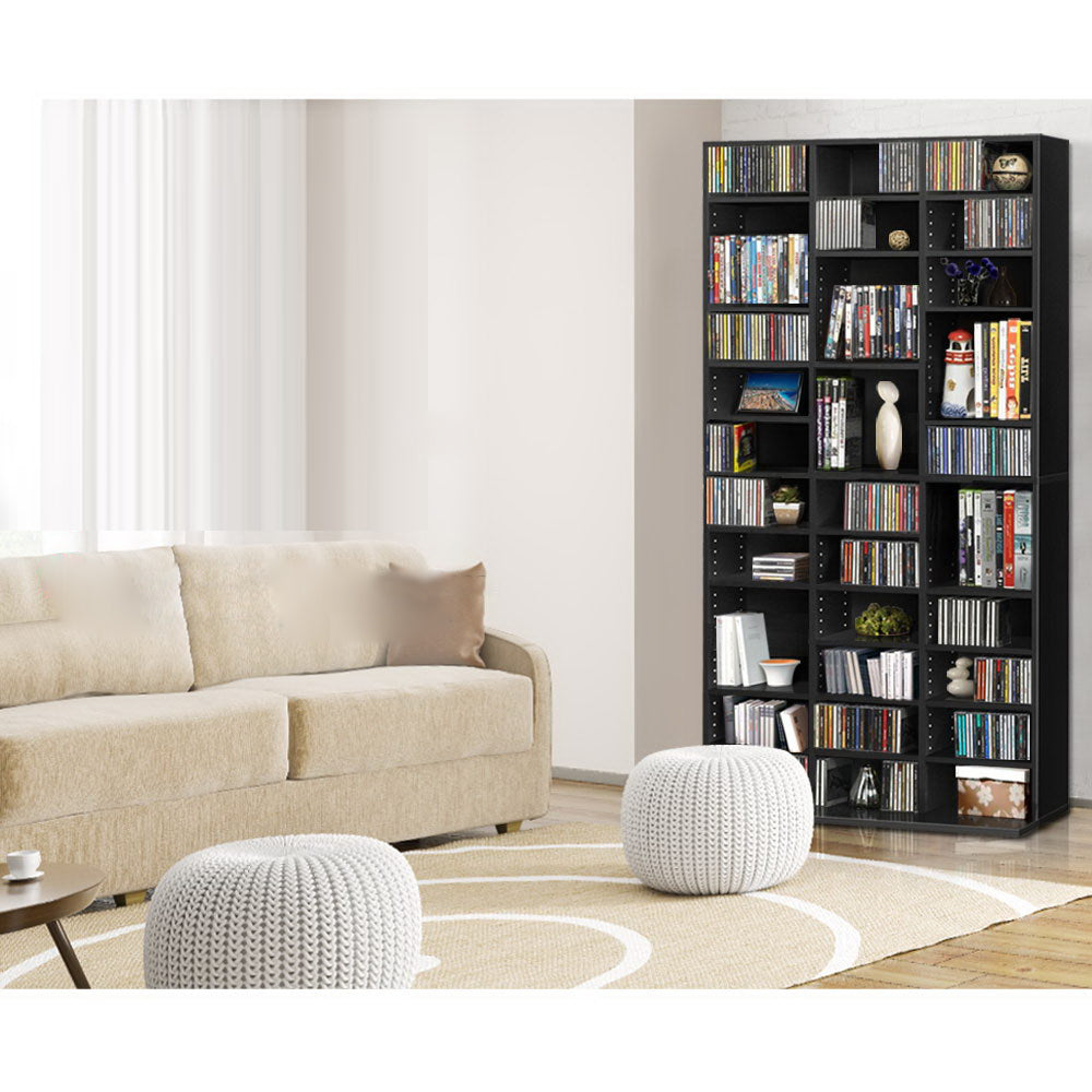 Adjustable Storage Book and CD Shelf - Black