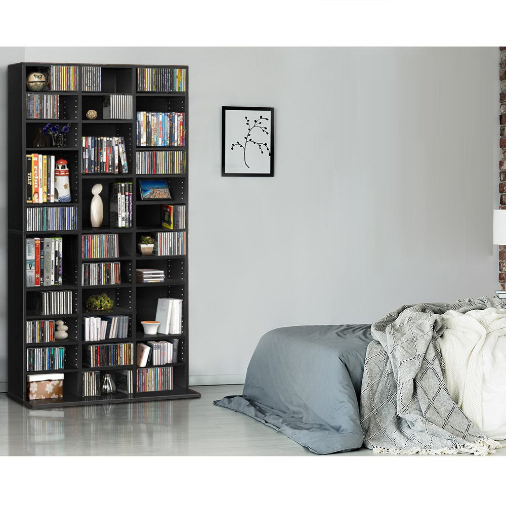 Adjustable Storage Book and CD Shelf - Black