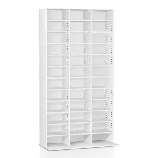 Adjustable Storage Book and CD Shelf - White