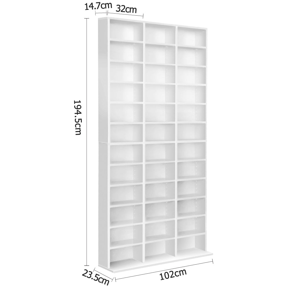 Adjustable Storage Book and CD Shelf - White