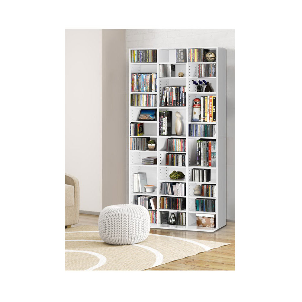 Adjustable Storage Book and CD Shelf - White