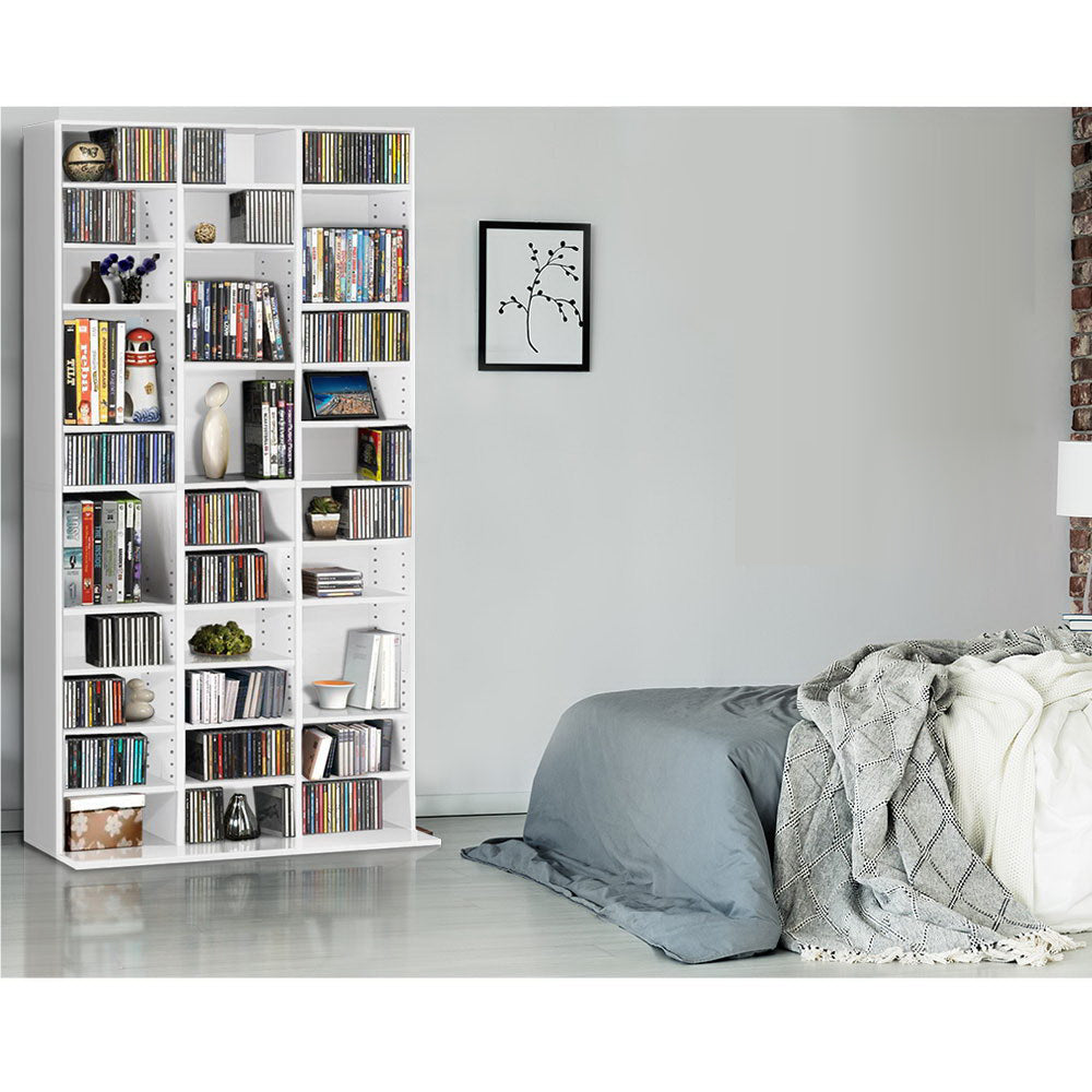 Adjustable Storage Book and CD Shelf - White