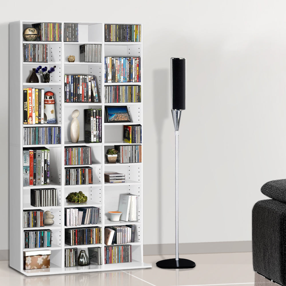 Adjustable Storage Book and CD Shelf - White