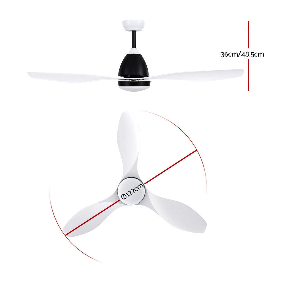 48" 3 Blade Remote LED Ceiling Fan - White