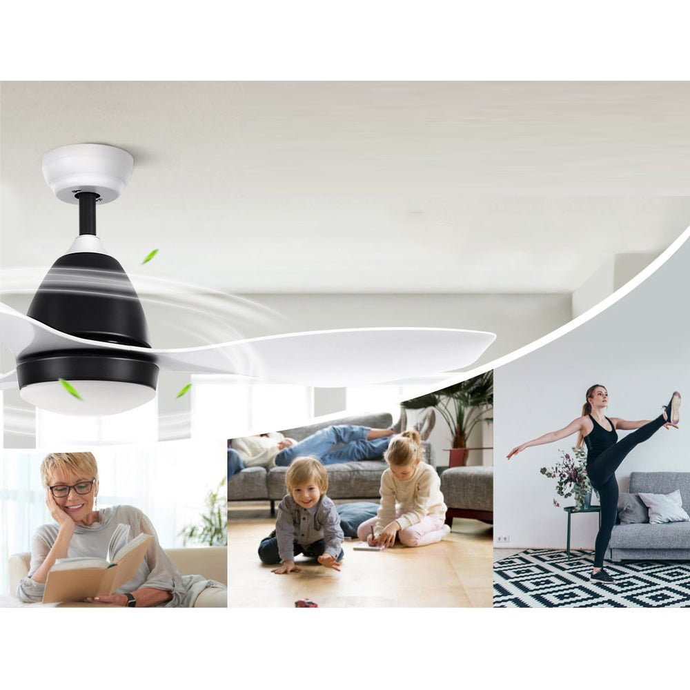 48" 3 Blade Remote LED Ceiling Fan - White
