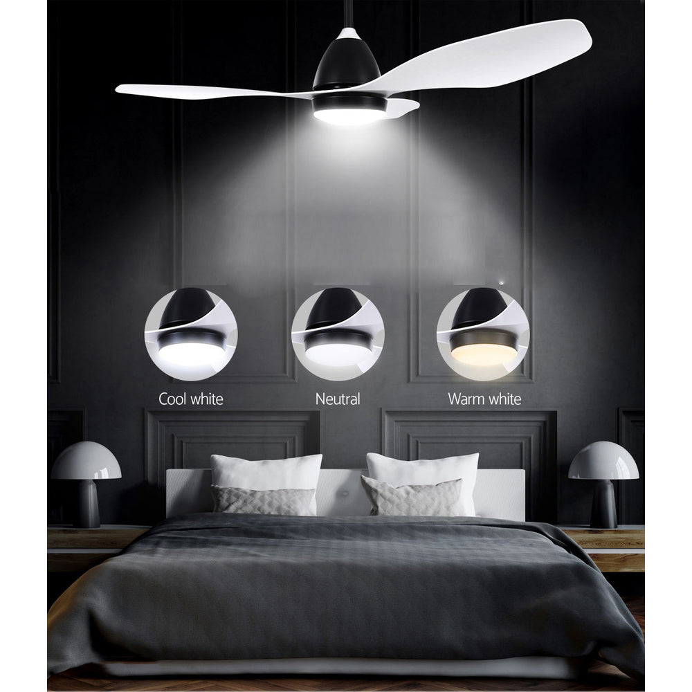 48" 3 Blade Remote LED Ceiling Fan - White