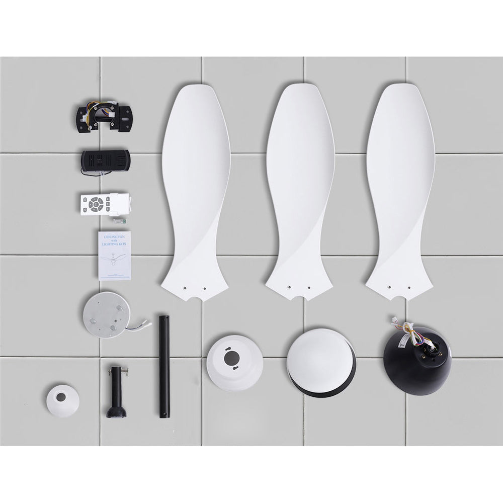 48" 3 Blade Remote LED Ceiling Fan - White