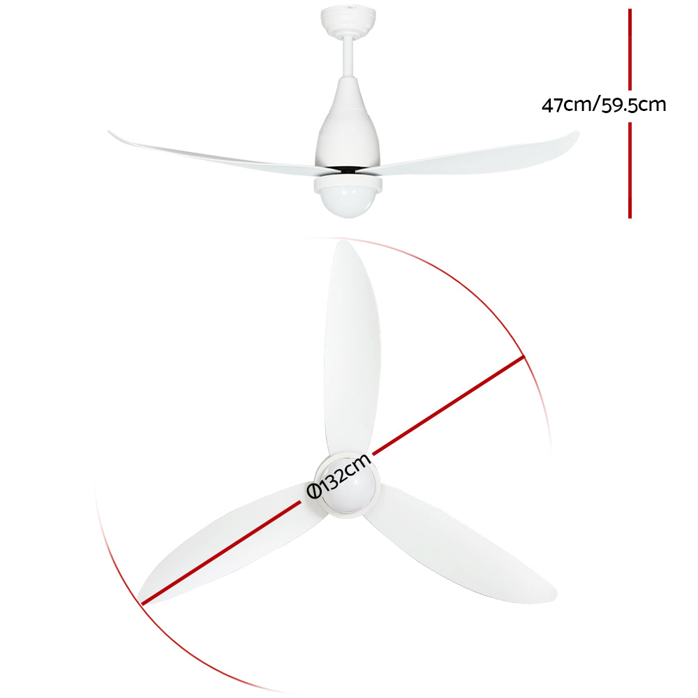 Ceiling Fan DC Motor LED Light Remote Control Ceiling Fans 52'' White