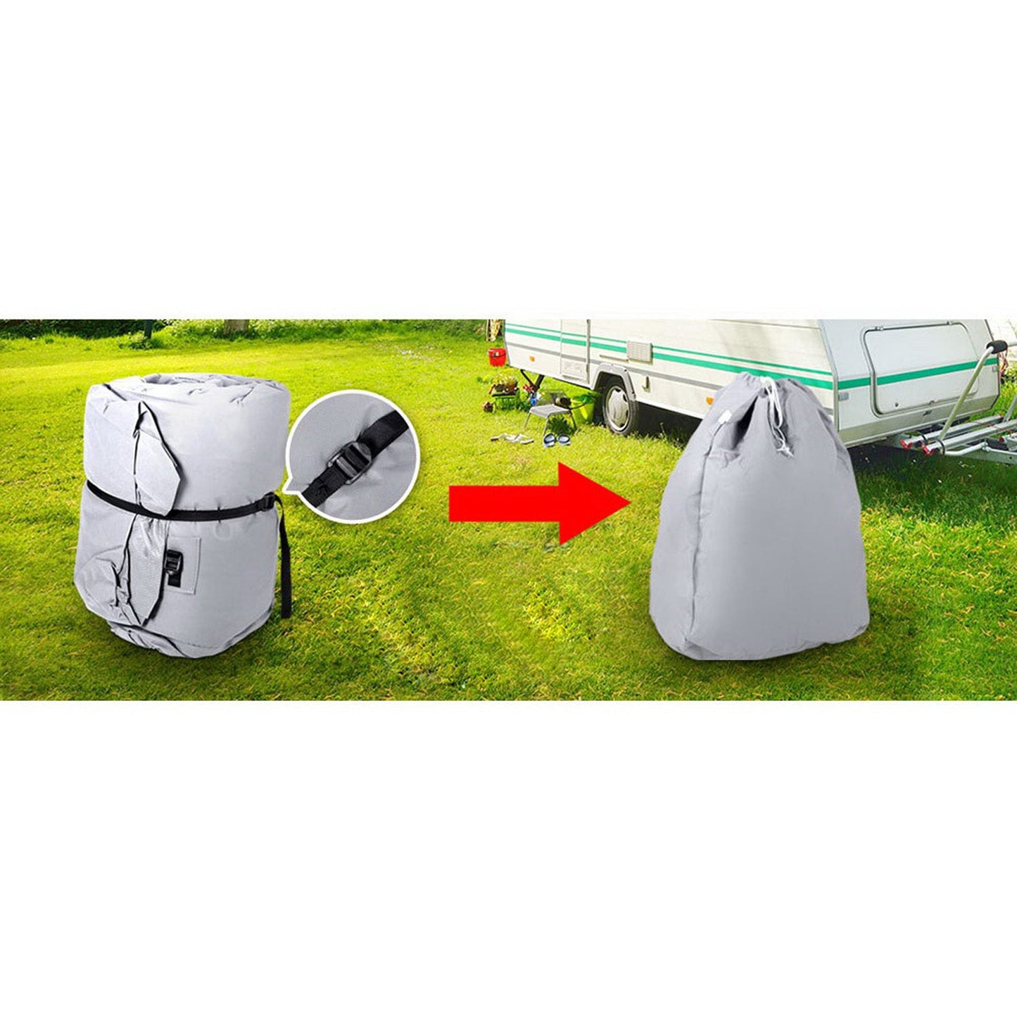 Grey Caravan Cover Campervan 4 Layer UV Water Resistant - 14-16ft