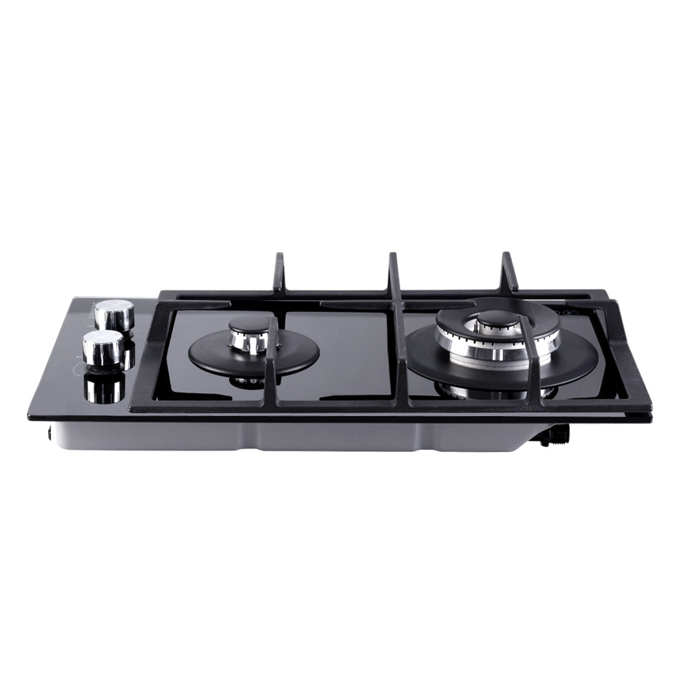 Gas Cooktop 30cm Gas Stove Cooker 2 Burner Cook Top Konbs NG LPG Black