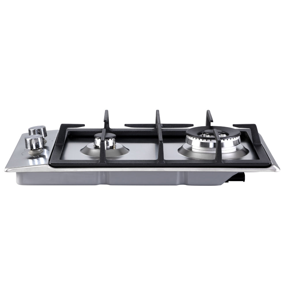 Gas Cooktop 30cm Gas Stove Cooker 2 Burner Cook Top Konbs NG LPG Steel