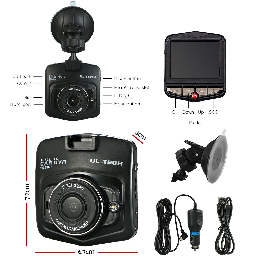 Mini Car Dash Camera 1080P 2.4" LCD Video DVR Recorder Camera Front Cam