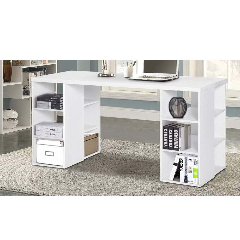 Office Desk Workstation with 3 Level Shelf - White