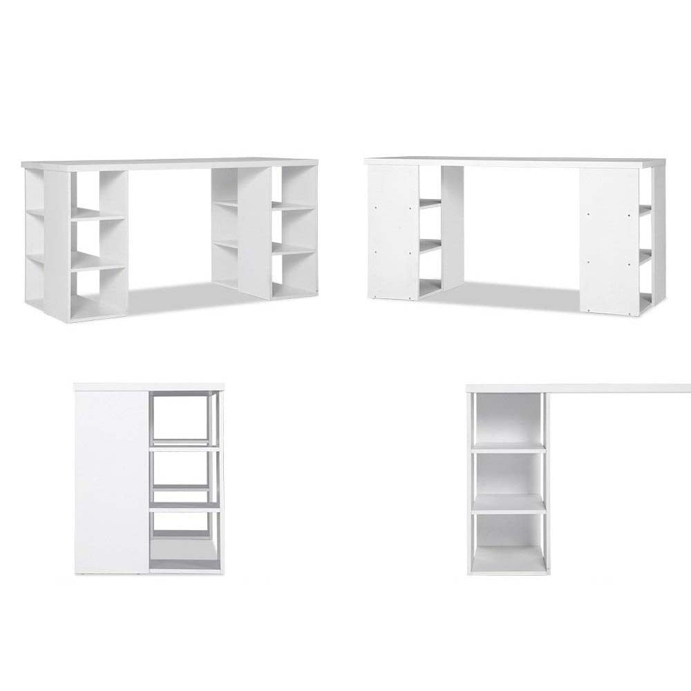 Office Desk Workstation with 3 Level Shelf - White