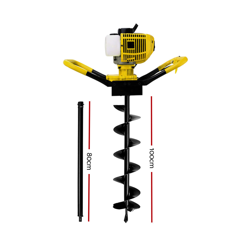 Petrol Post Hole Digger Fence Extension Auger Bits Drill - 80CC