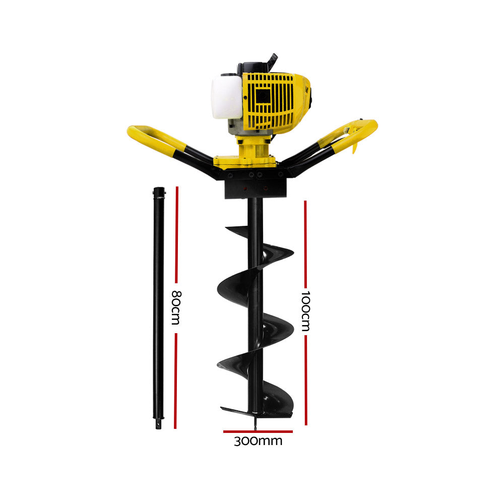 Petrol Post Hole Digger Auger Bits Drill Fence Extension - 80CC