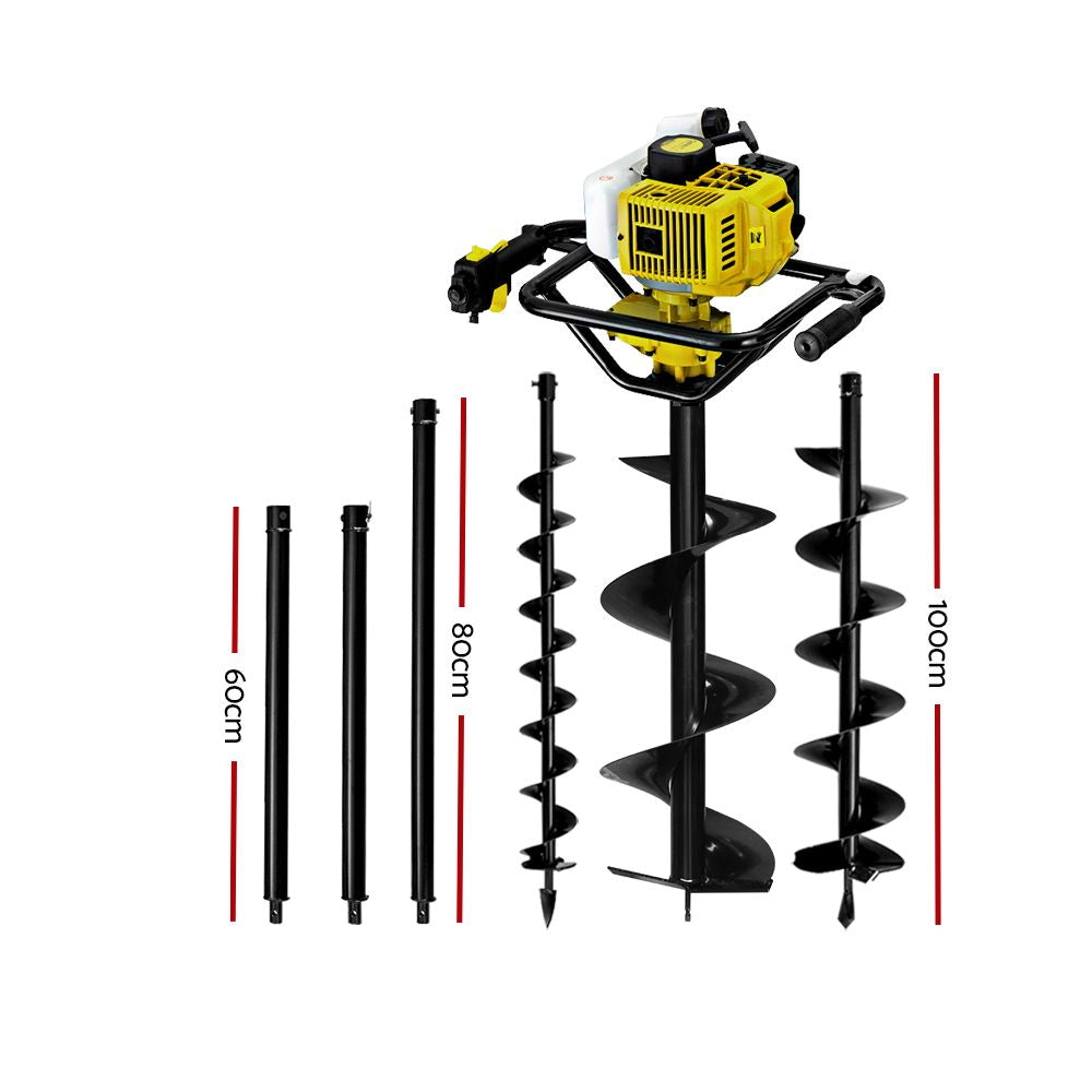 Petrol Post Hole Digger Auger Bits Drill Fence Extension - 92CC