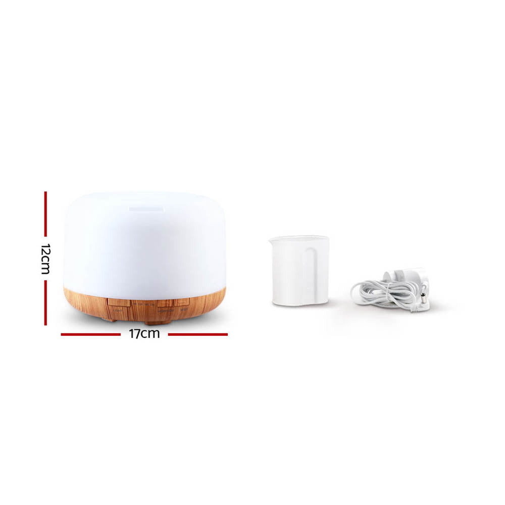 Aromatherapy Diffuser Humidifier Wood - 7 Colour LED